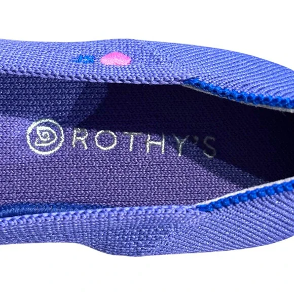 Rothys Kid The Loafer Iris Purple Knit Slip On Shoes Heart Detail LimitedEd K13 - Picture 3 of 6